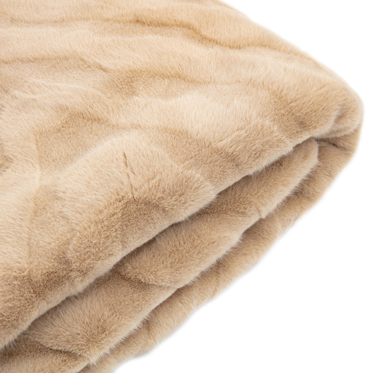 Chevron Rabbit Fur Throw Mink.