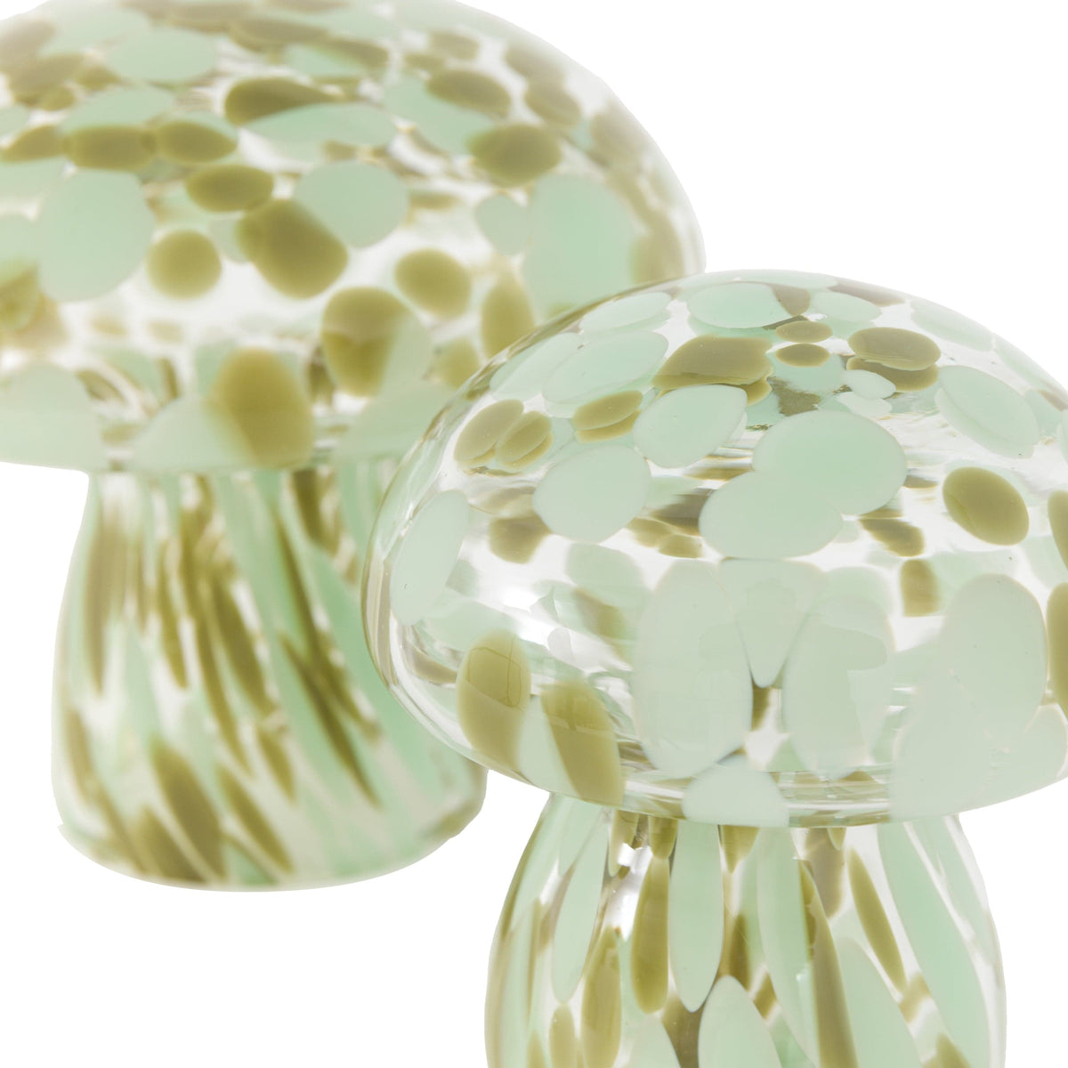 Bodhi Accessories Confetti Glass Mushrooms Set of 2 Forest Green House of Isabella UK