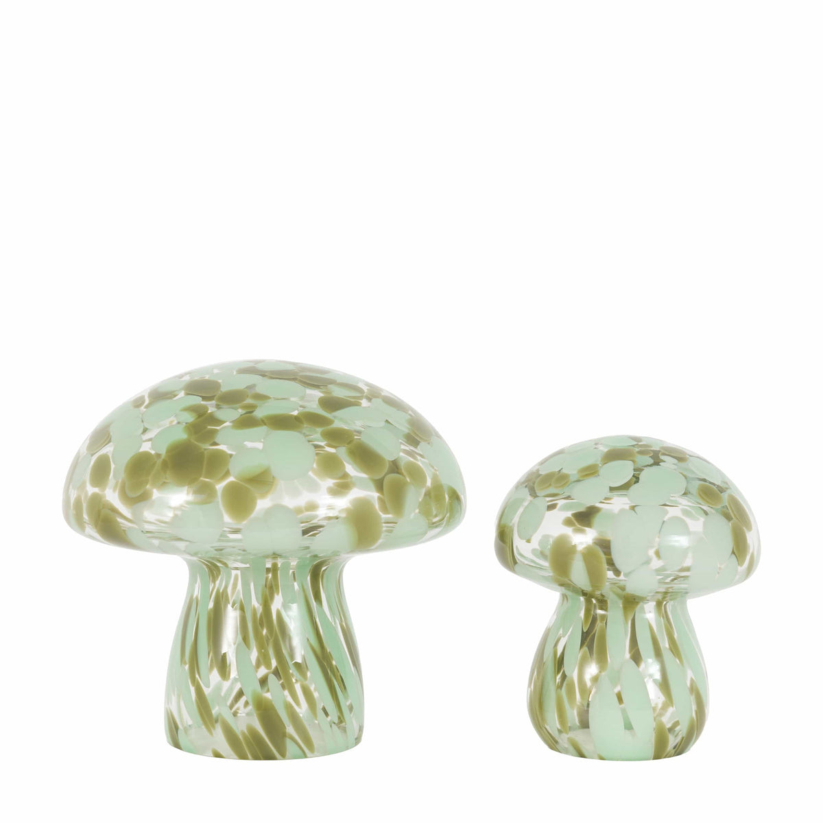 Bodhi Accessories Confetti Glass Mushrooms Set of 2 Forest Green House of Isabella UK