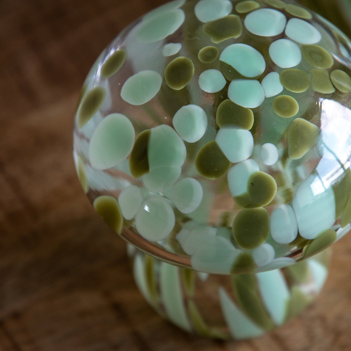 Bodhi Accessories Confetti Glass Mushrooms Set of 2 Forest Green House of Isabella UK