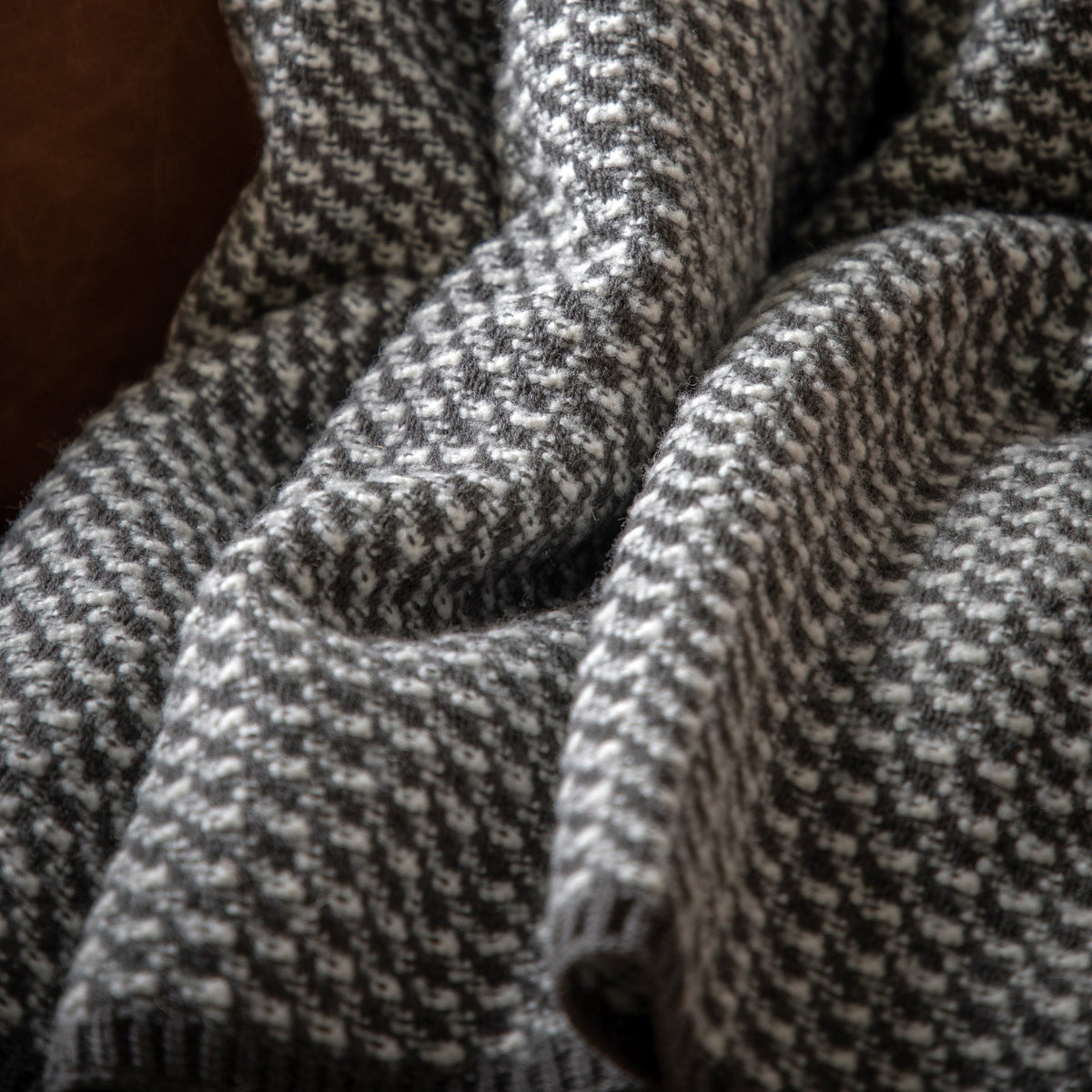 Bodhi Accessories Cross Knit Throw Grey House of Isabella UK