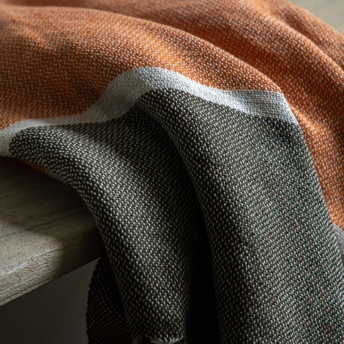 Bodhi Accessories Crosshatch Woven Throw Taupe House of Isabella UK