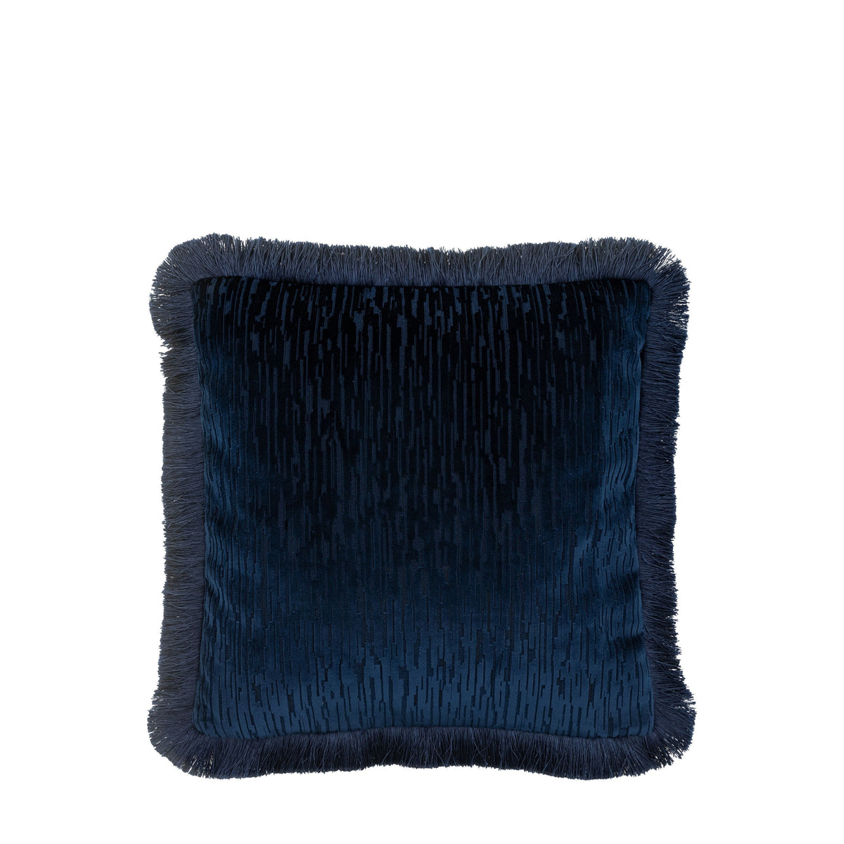 Bodhi Accessories Cut Velvet Fringe Cushion Blue House of Isabella UK