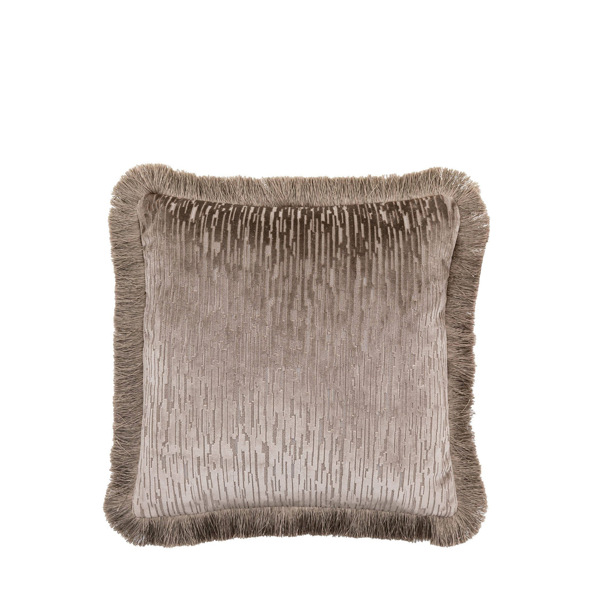 Bodhi Accessories Cut Velvet Fringe Cushion Silver House of Isabella UK