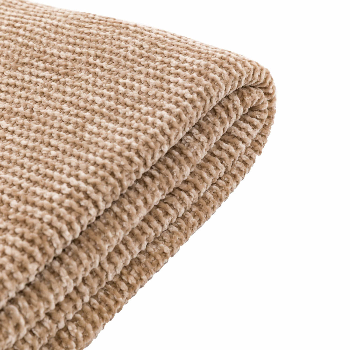 Bodhi Accessories Deco Luxe Chunky Chenille Throw Taupe House of Isabella UK