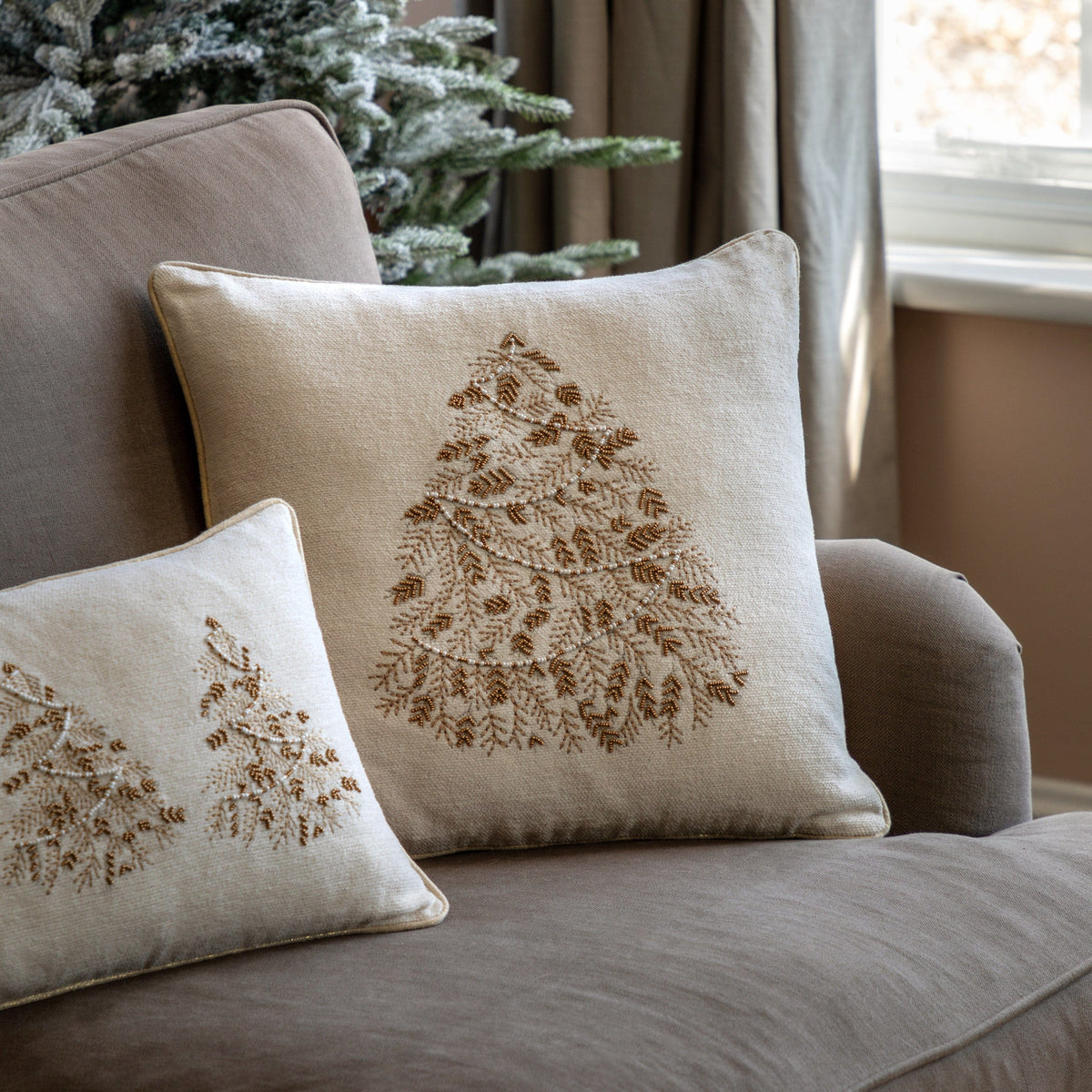 Bodhi Accessories Deco Luxe Embroidered Tree Cushion House of Isabella UK