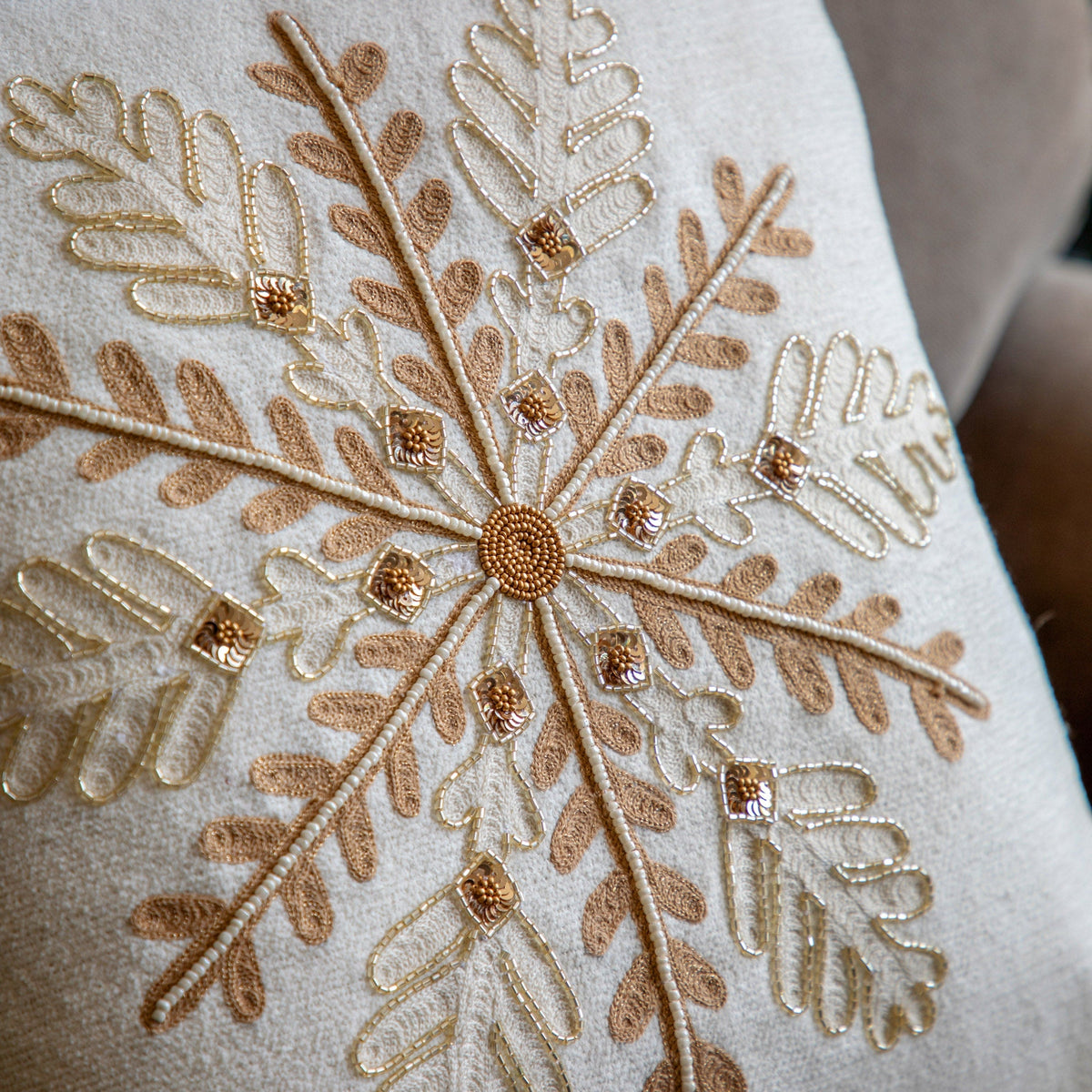 Bodhi Accessories Deco Luxe Snowflake Cushion House of Isabella UK