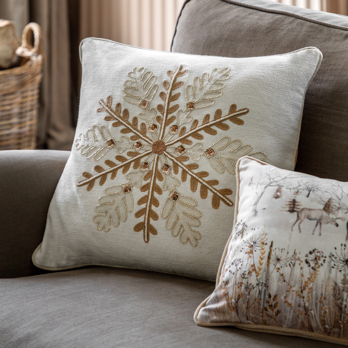 Bodhi Accessories Deco Luxe Snowflake Cushion House of Isabella UK