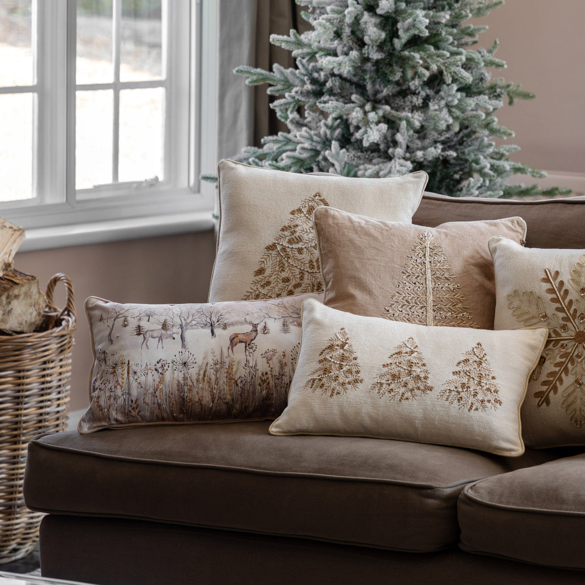 Bodhi Accessories Deco Luxe Woodland Scene Cushion Square House of Isabella UK