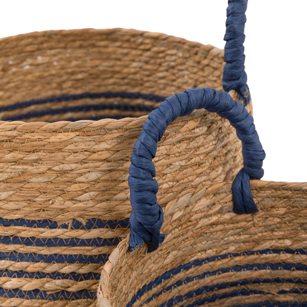 Bodhi Accessories Drift Seagrass Basket Blue Striped Set of 3 House of Isabella UK