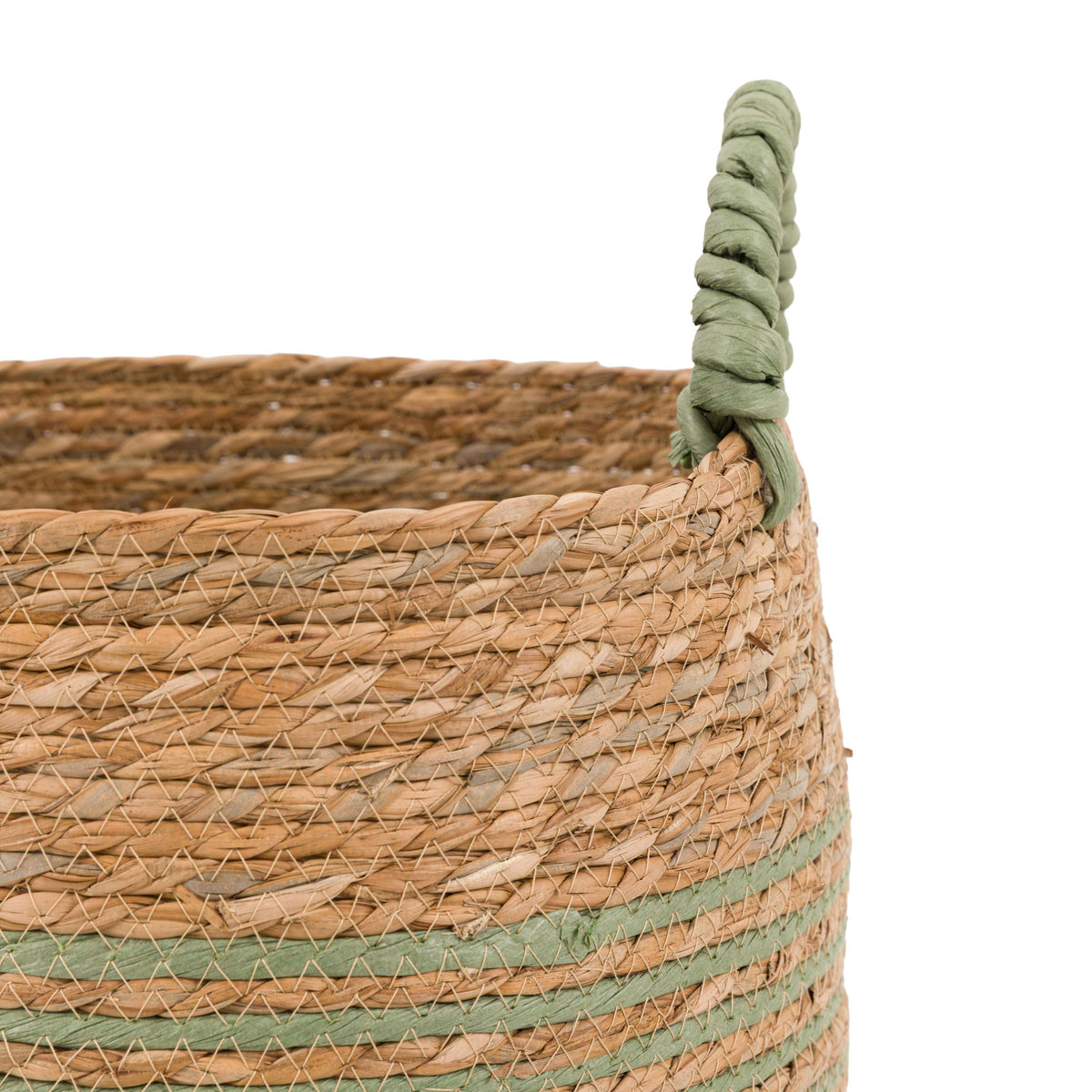 Bodhi Accessories Drift Seagrass Basket Olive Striped Set of 3 House of Isabella UK