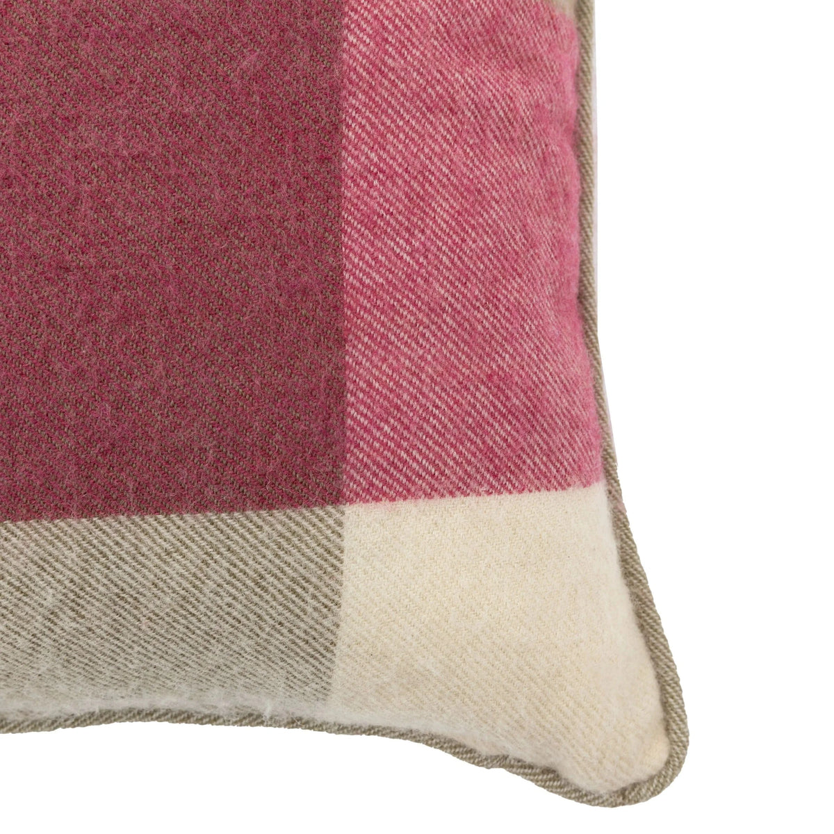 Bodhi Accessories Dursley Check Cushion Cranberry and Olive House of Isabella UK
