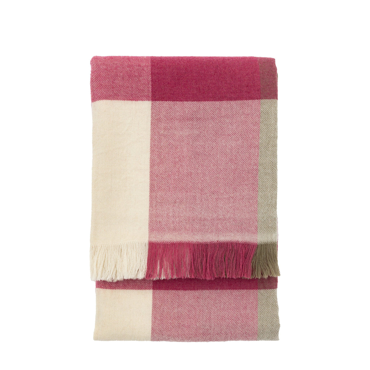 Bodhi Accessories Dursley Check Throw Cranberry and Olive House of Isabella UK