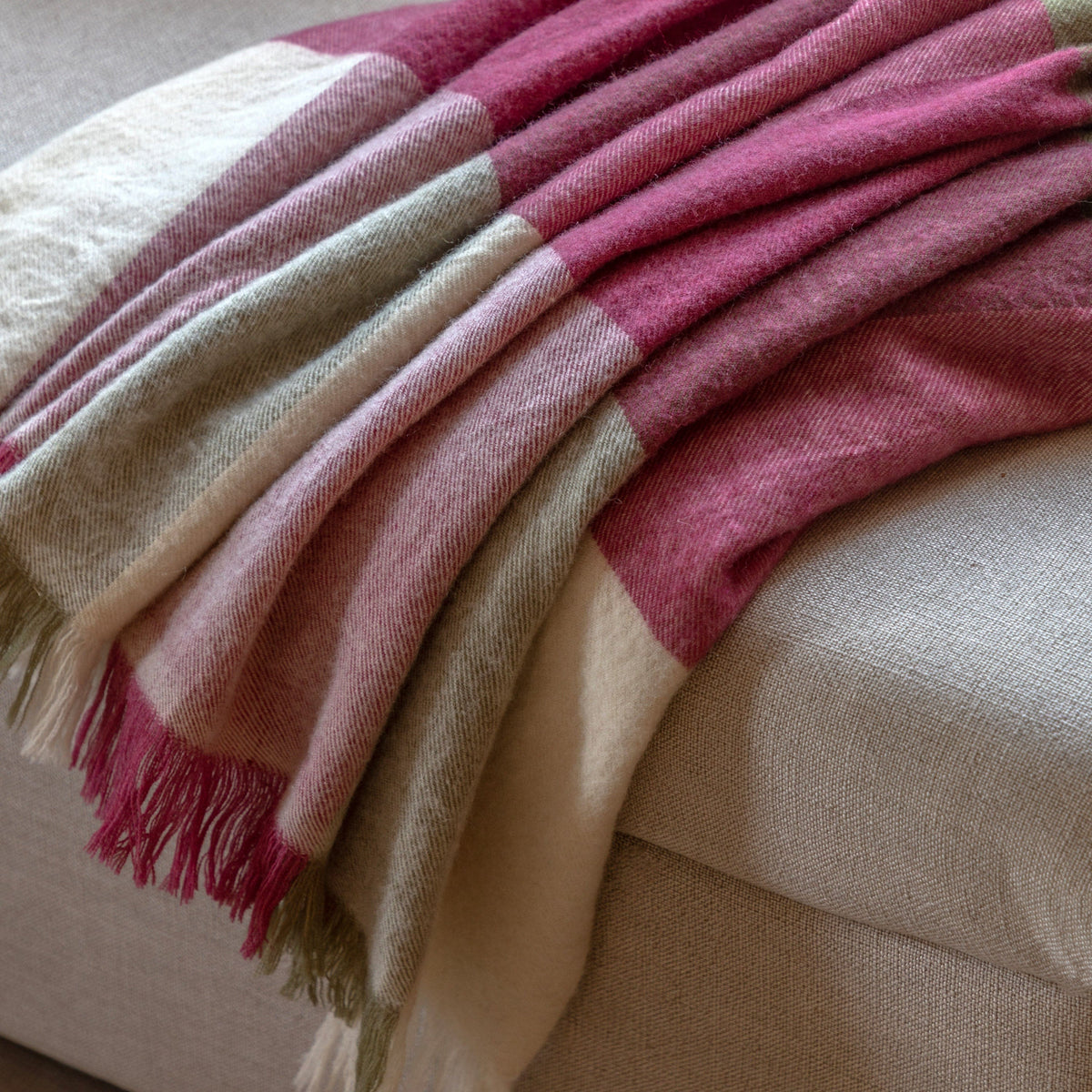 Bodhi Accessories Dursley Check Throw Cranberry and Olive House of Isabella UK