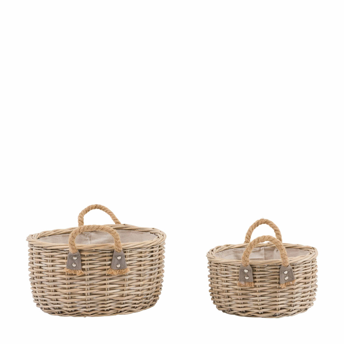 Bodhi Accessories Eden Round Basket Handle Natural Set of 2 House of Isabella UK