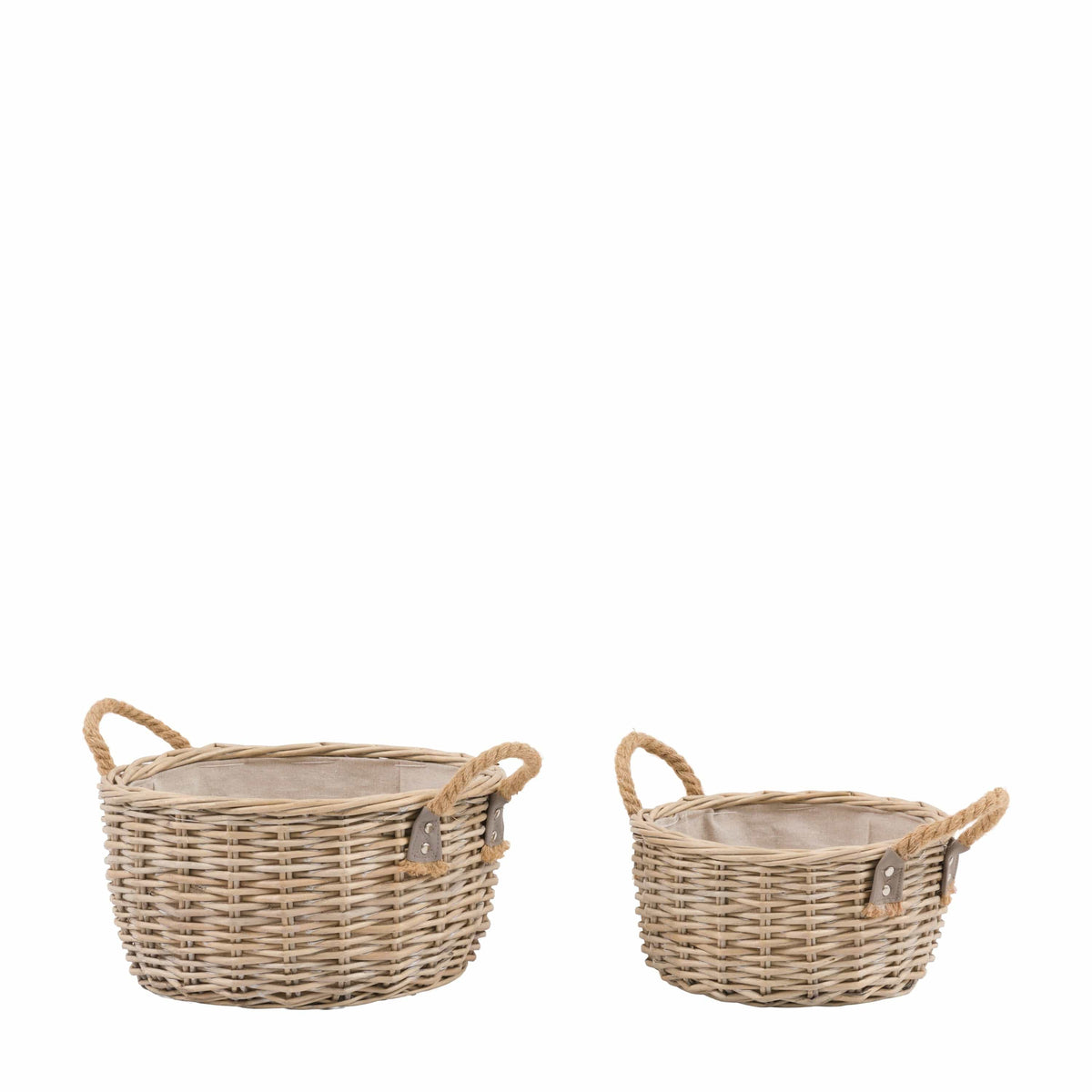 Eden Round Basket Handle Natural Set of 2