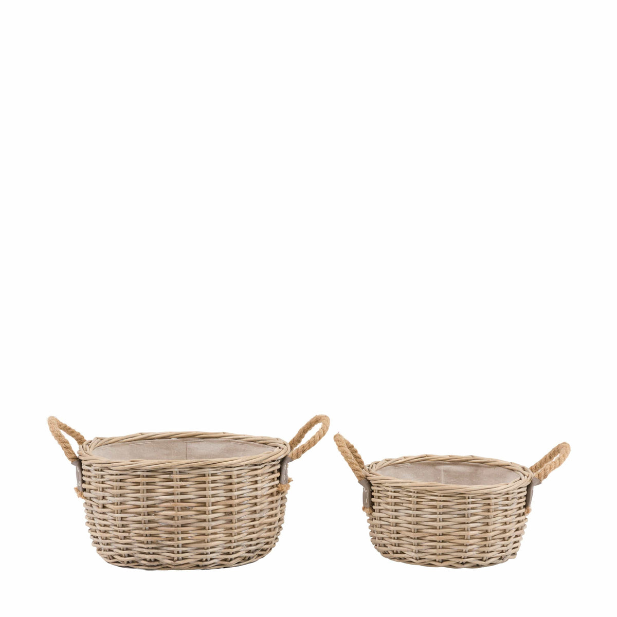 Bodhi Accessories Eden Round Basket Handle Natural Set of 2 House of Isabella UK