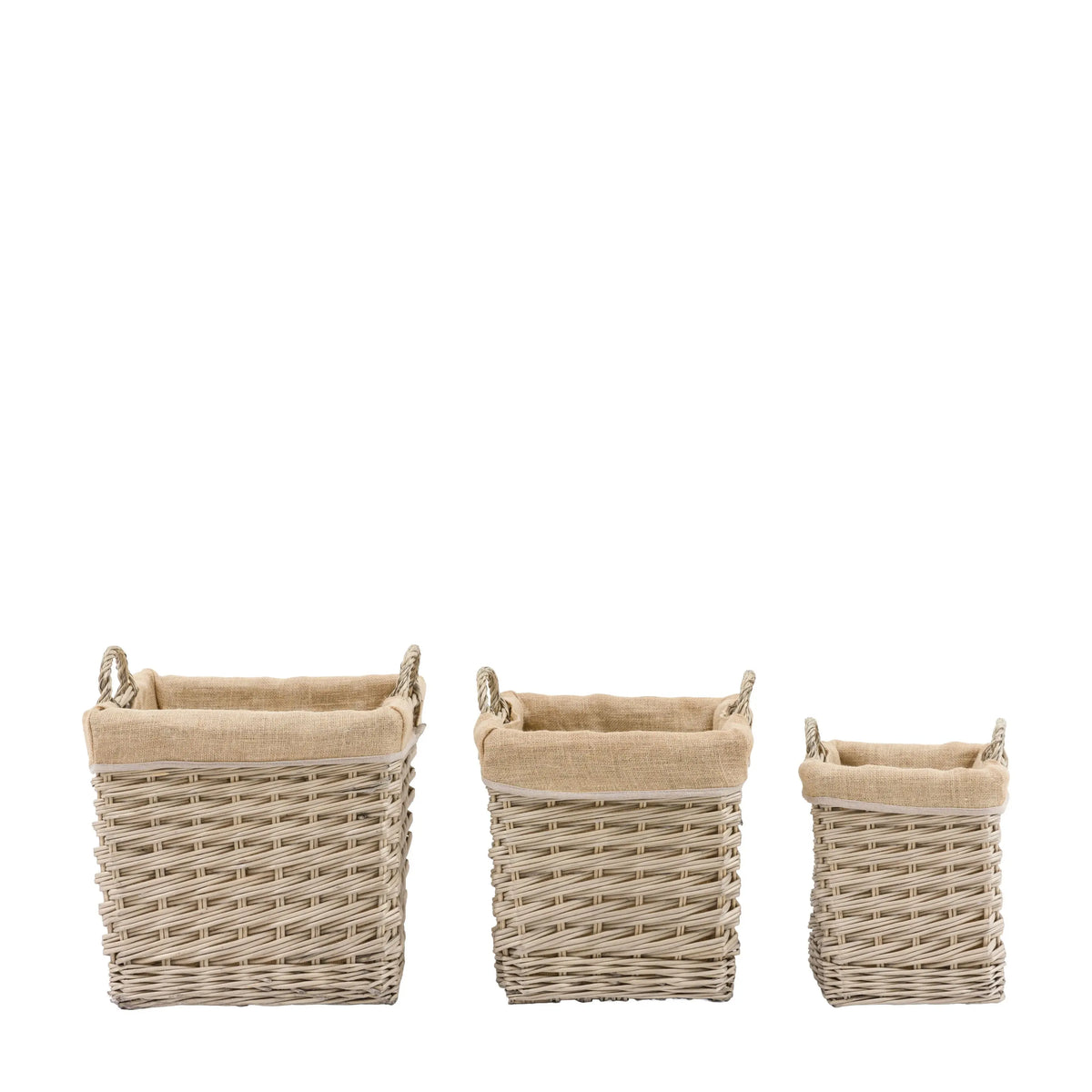 Bodhi Accessories Faden Square Lined Basket Natural Set of 3 House of Isabella UK