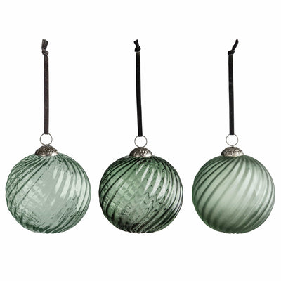 Bodhi Accessories Farley Asstd Swirl Baubles Spruce | OUTLET House of Isabella UK