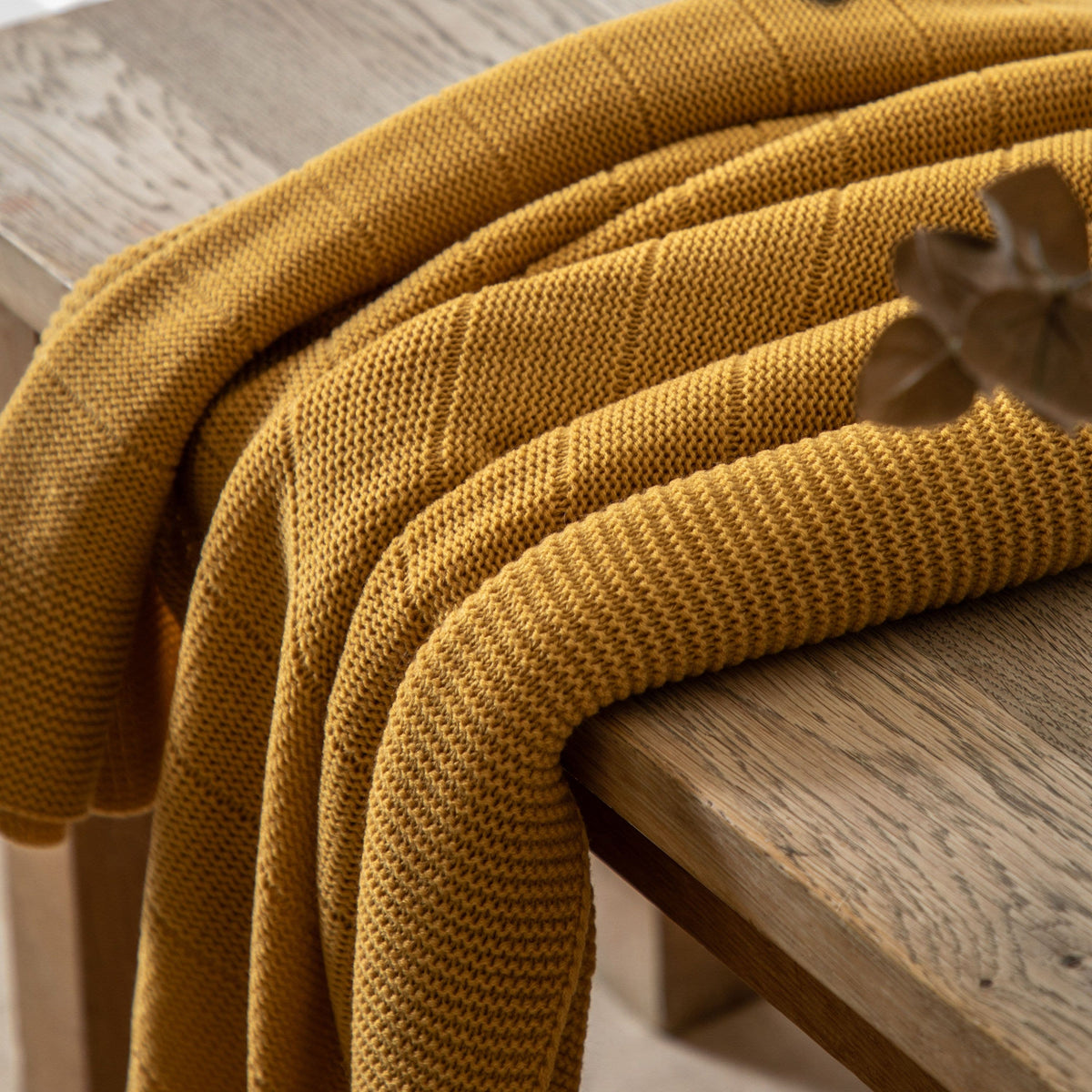 Bodhi Accessories Flo Knit Throw Mustard House of Isabella UK