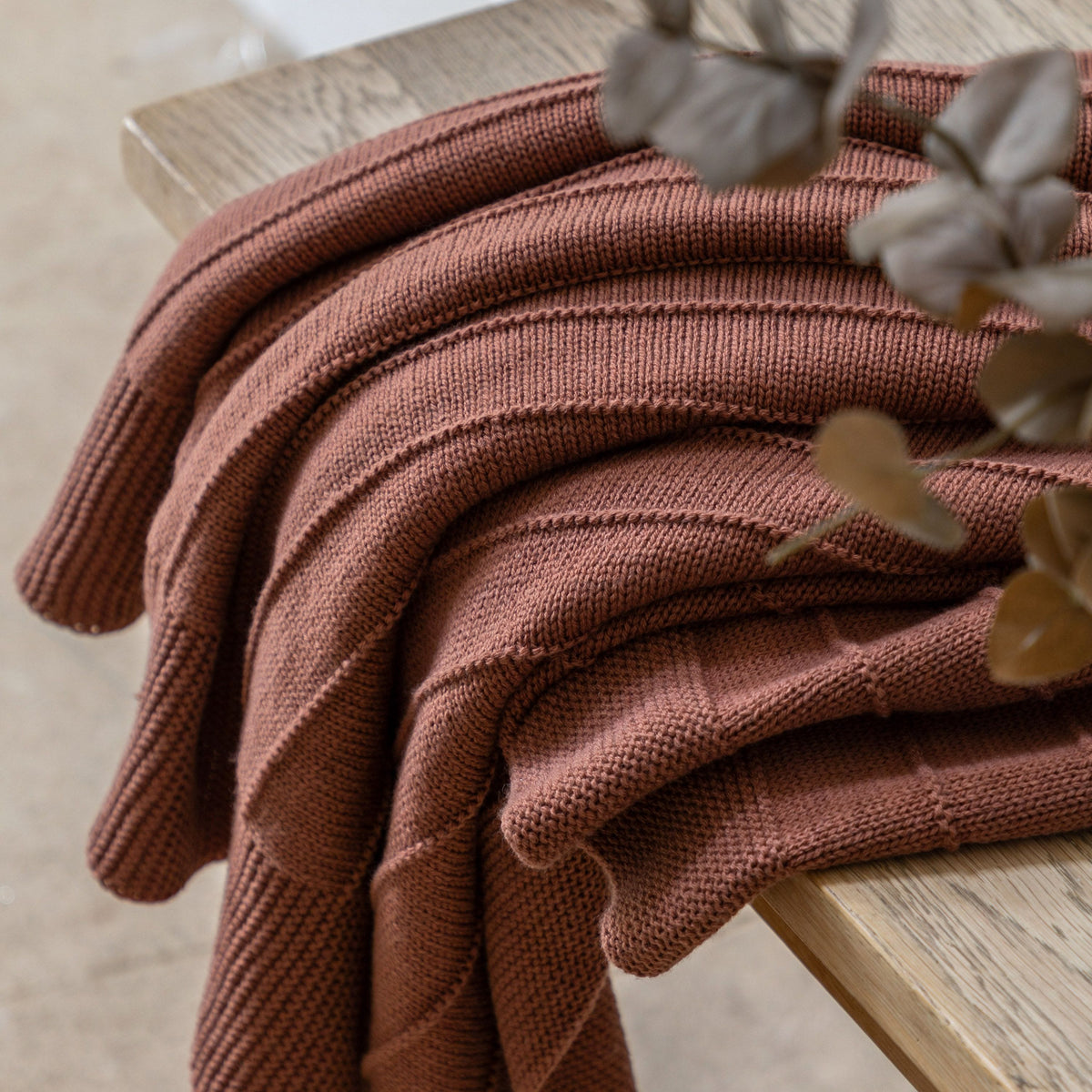 Bodhi Accessories Flo Knit Throw Nutmeg House of Isabella UK