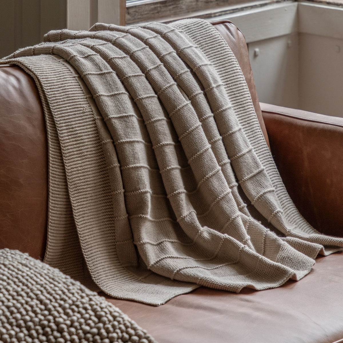 Bodhi Accessories Flo Knit Throw Taupe House of Isabella UK