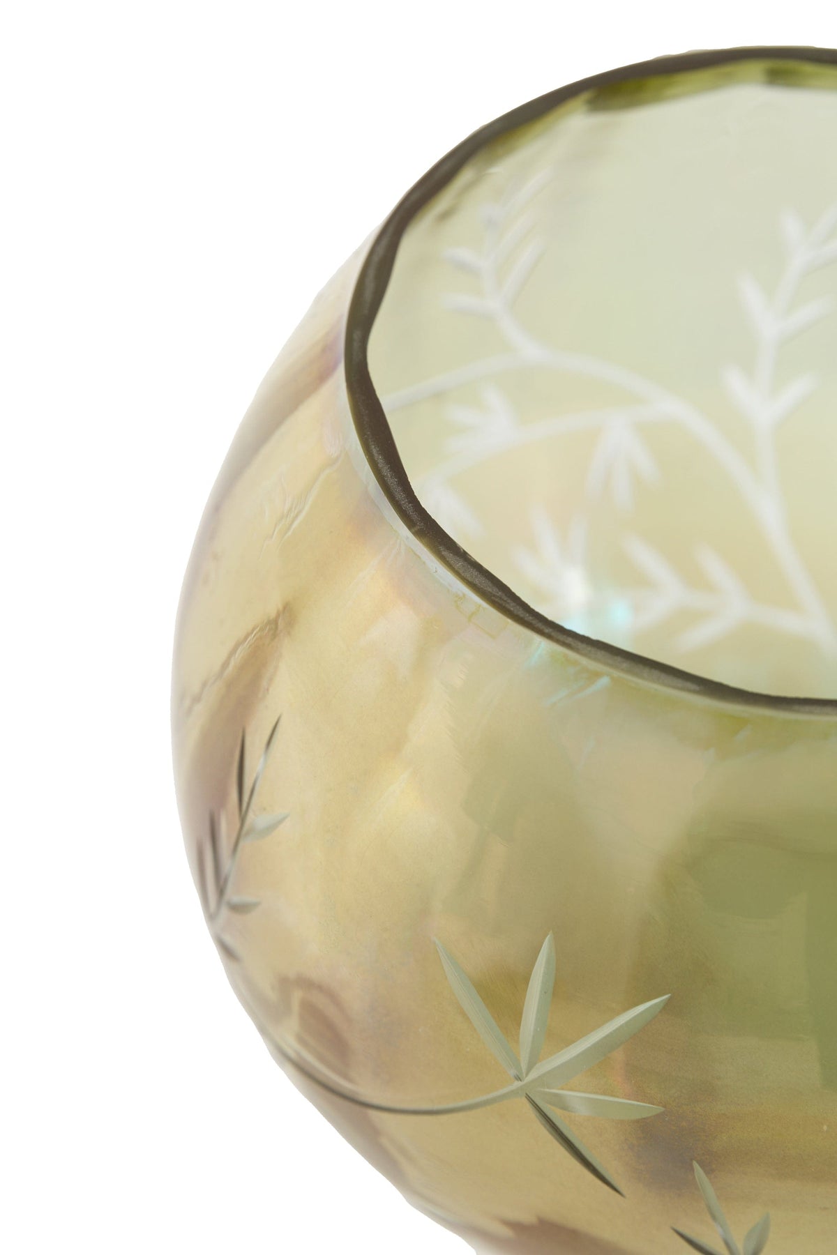 Bodhi Accessories Floral Etched Iridescent Tealight Holder Large House of Isabella UK