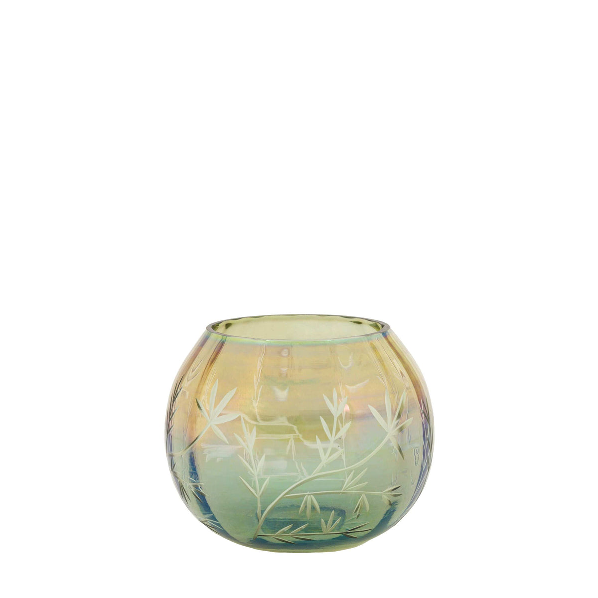 Bodhi Accessories Floral Etched Iridescent Tealight Holder Small House of Isabella UK