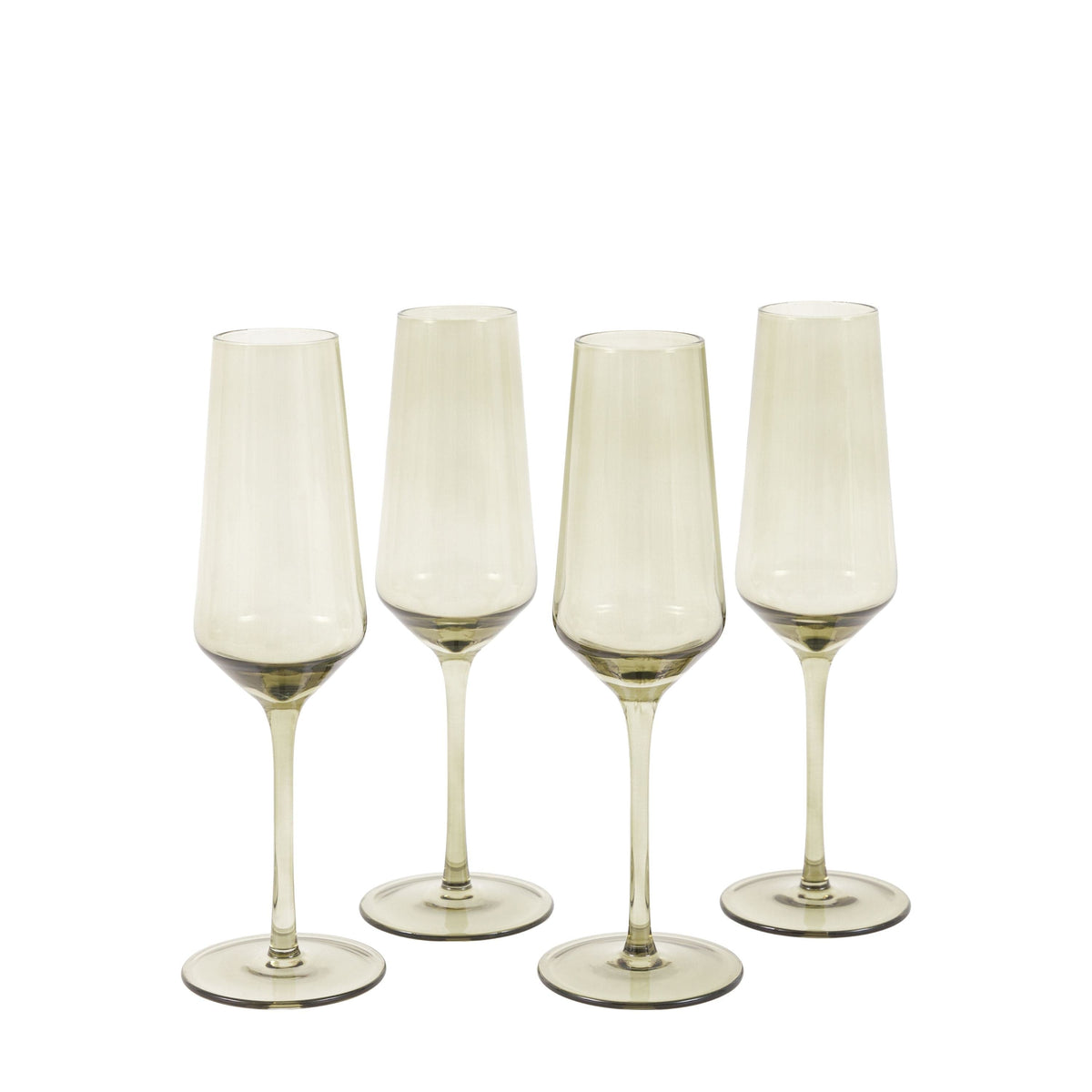Bodhi Accessories Flute Glass Smokey Green 4pk House of Isabella UK