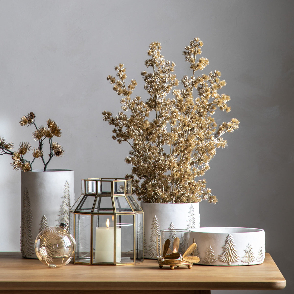 Bodhi Accessories Forest Planter White and Gold Medium House of Isabella UK