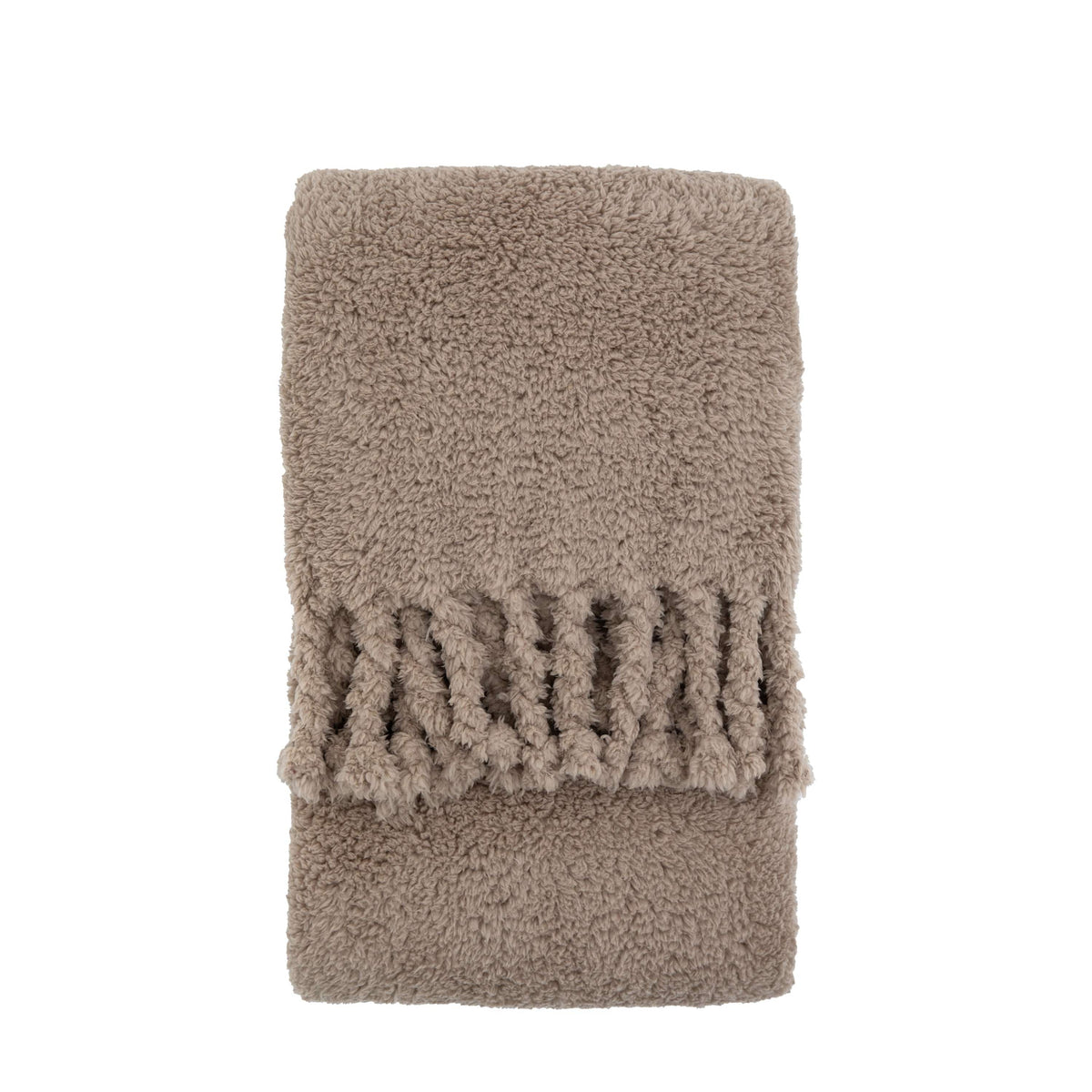 Bodhi Accessories Fringed Teddy Throw Taupe House of Isabella UK