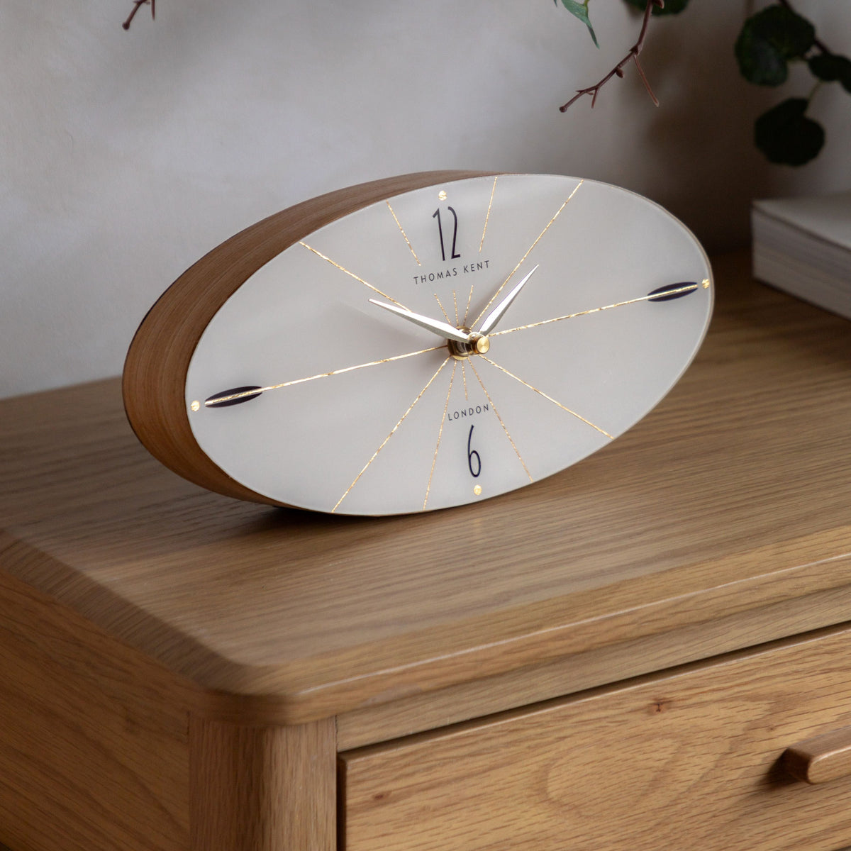 Bodhi Accessories Greenwich Mantel Clock Oak Stripe 11 inches House of Isabella UK