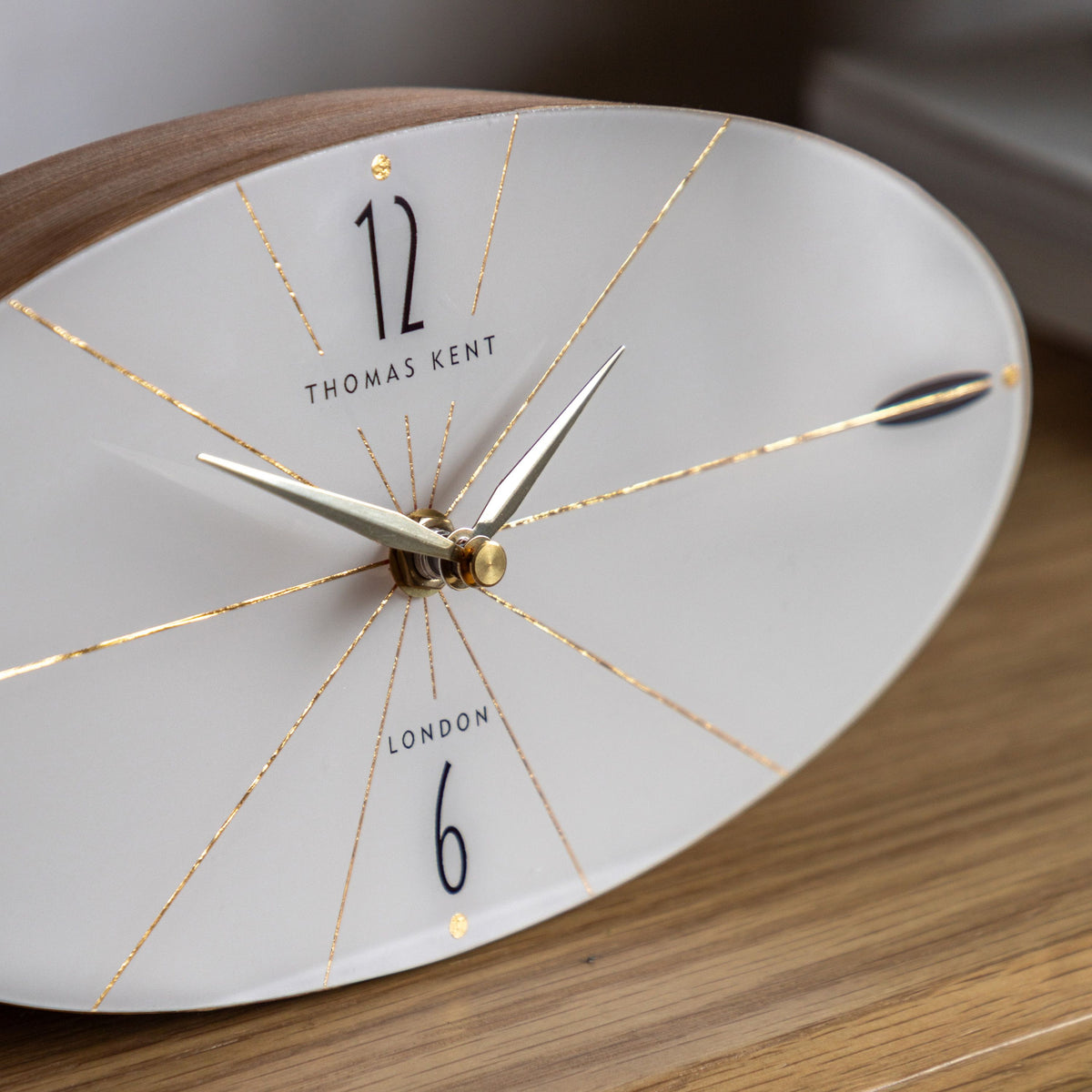 Bodhi Accessories Greenwich Mantel Clock Oak Stripe 11 inches House of Isabella UK