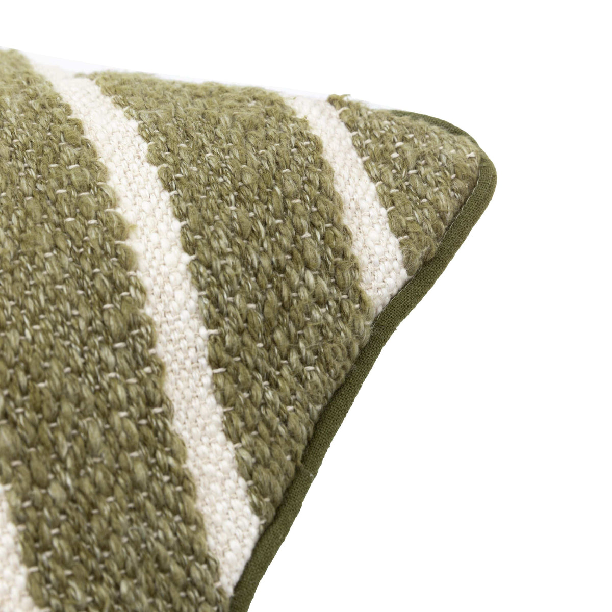 Hemsby Stripe Woven Cushion Olive.