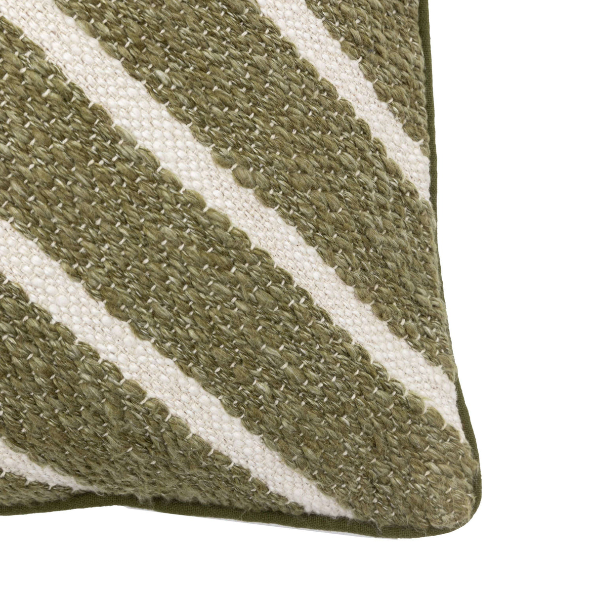 Hemsby Stripe Woven Cushion Olive.