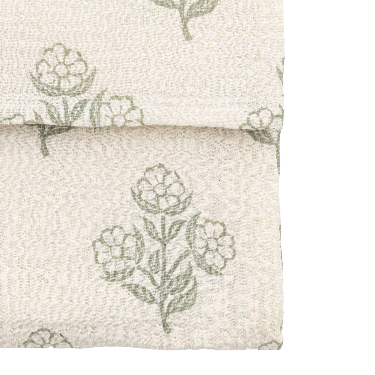 Bodhi Accessories Hepple Gauze Floral Throw Sage House of Isabella UK