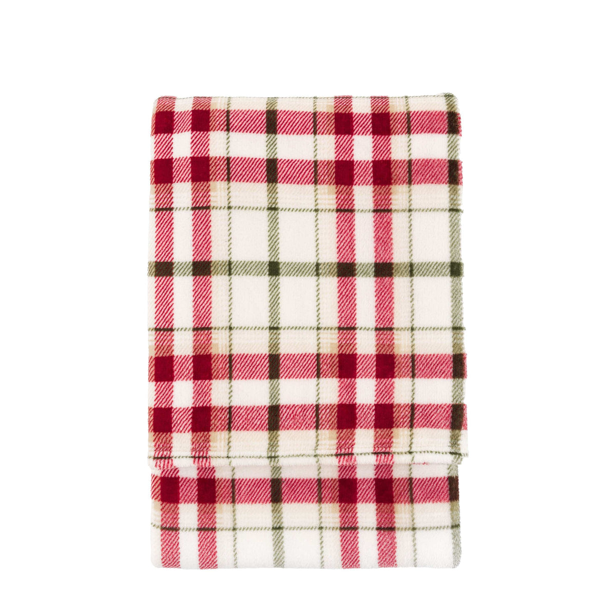Bodhi Accessories Heritage Check Rolled Fleece Red House of Isabella UK