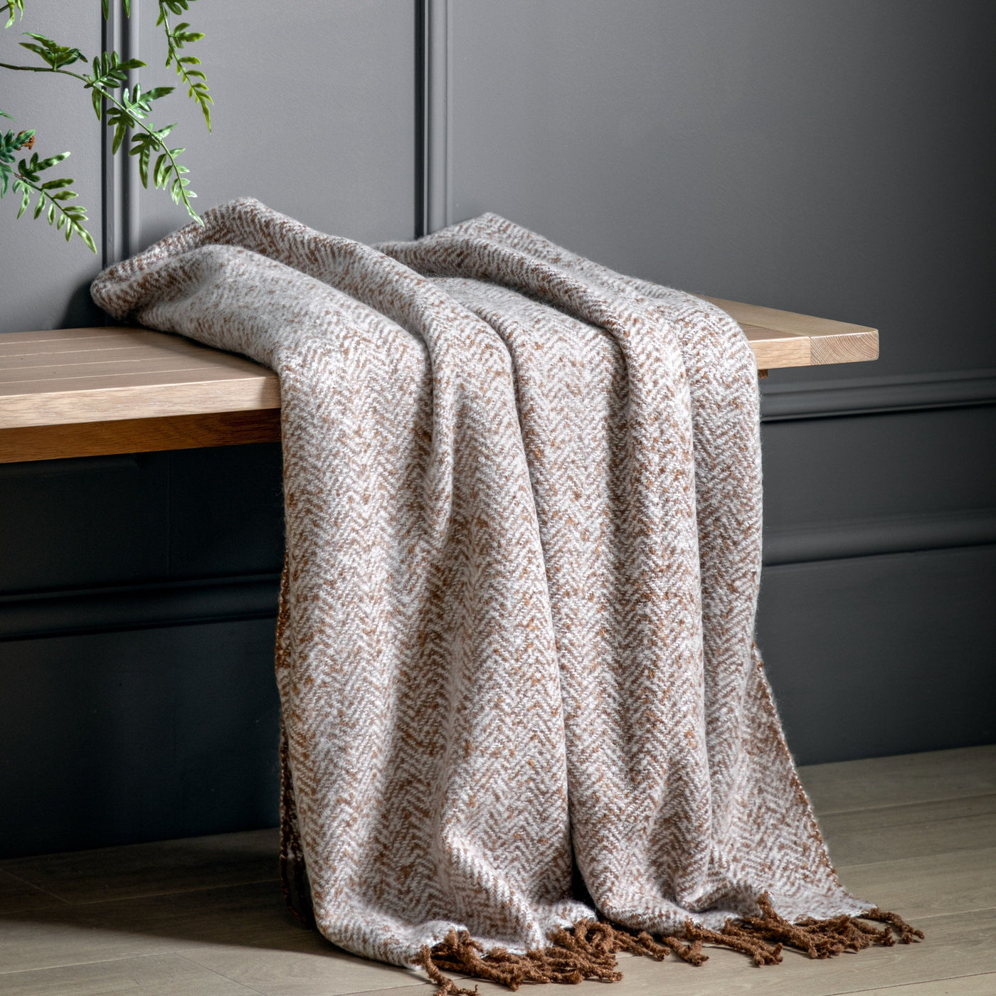 Bodhi Accessories Herringbone Faux Mohair Throw House of Isabella UK