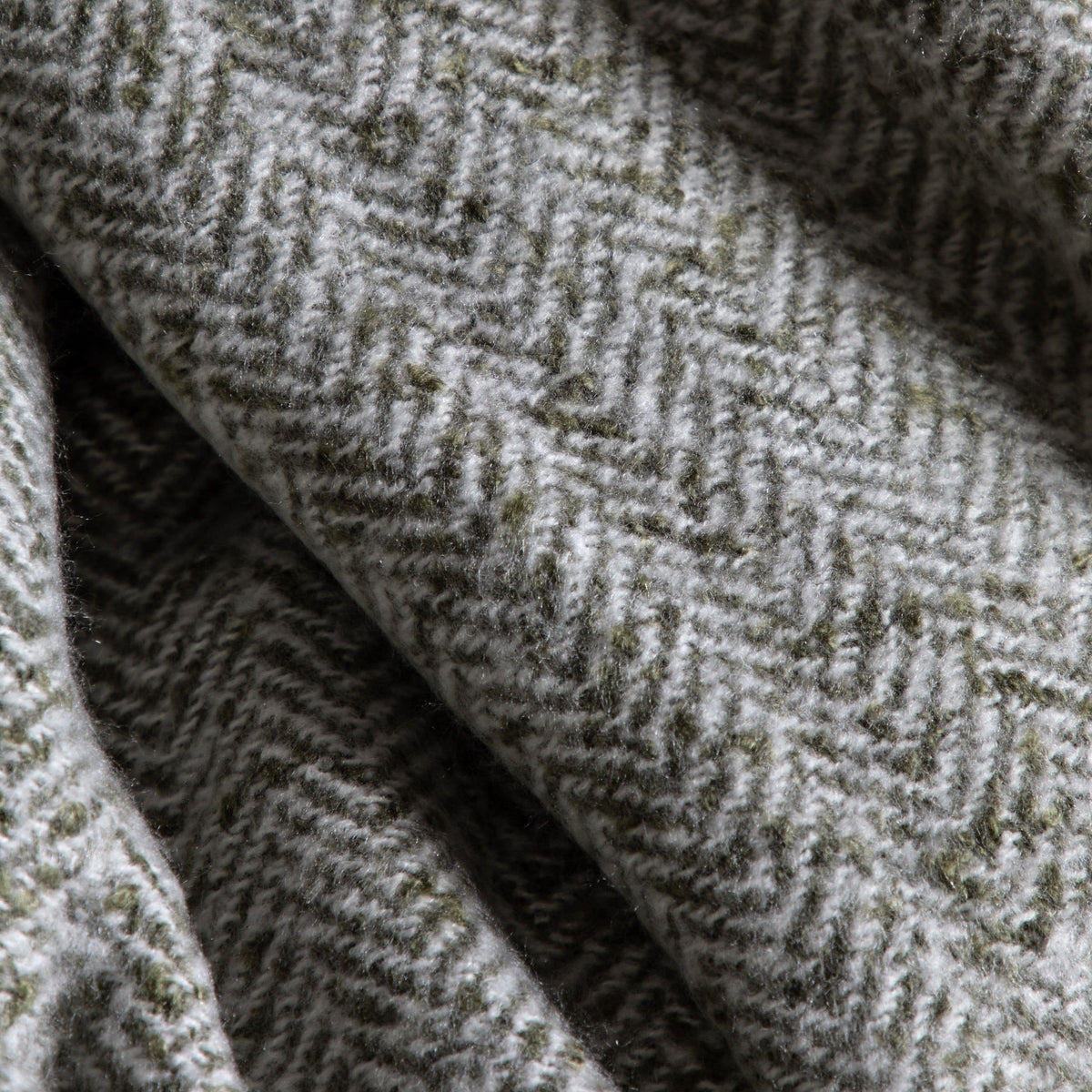 Herringbone Faux Mohair Throw Olive.