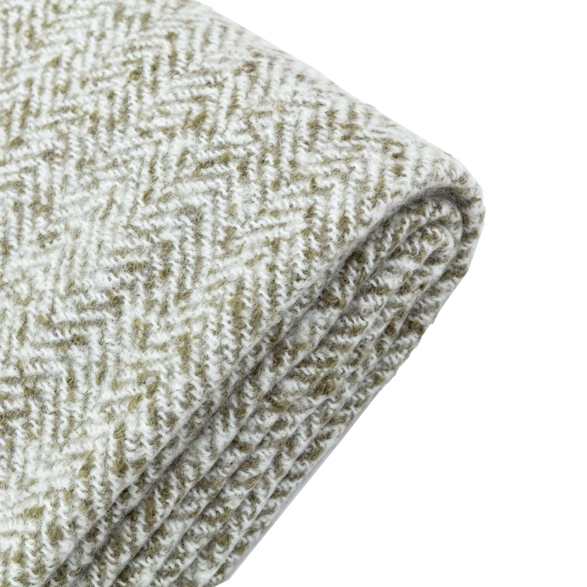Herringbone Faux Mohair Throw Olive.