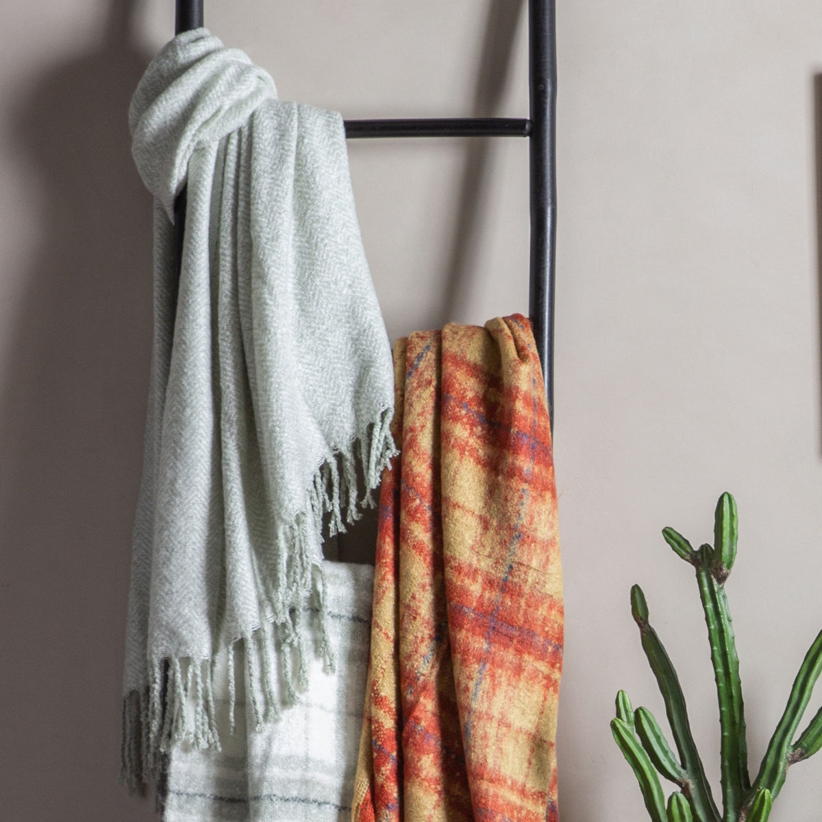 Bodhi Accessories Herringbone Faux Mohair Throw Sage House of Isabella UK