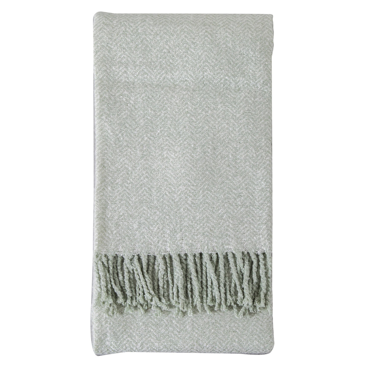 Bodhi Accessories Herringbone Faux Mohair Throw Sage House of Isabella UK