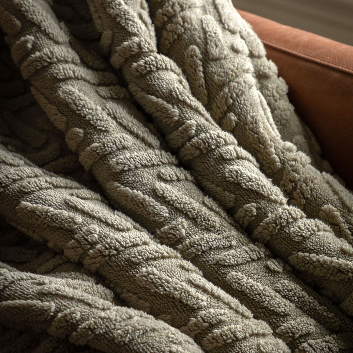 Bodhi Accessories Herringbone Sherpa Throw Sage House of Isabella UK