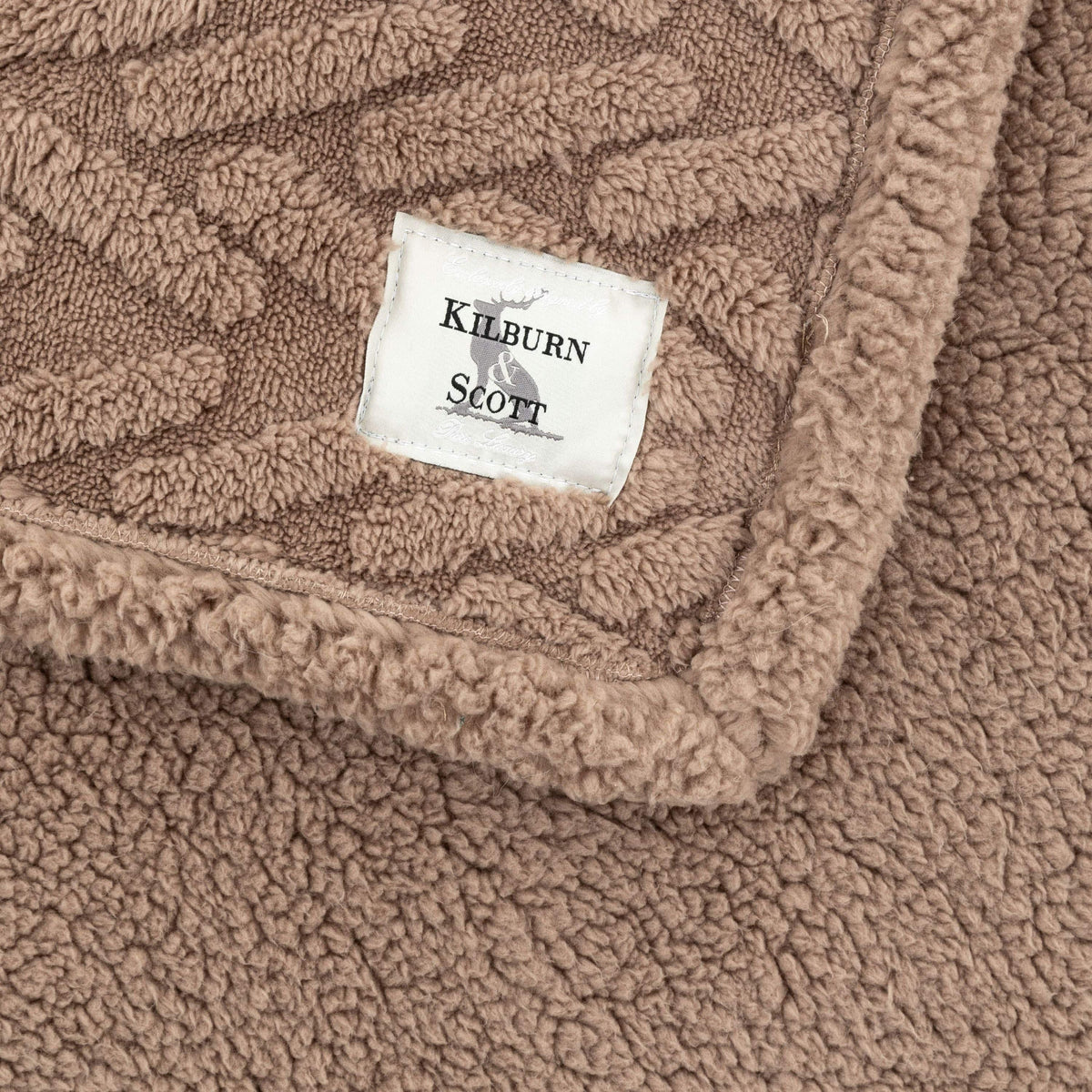 Bodhi Accessories Herringbone Sherpa Throw Taupe House of Isabella UK