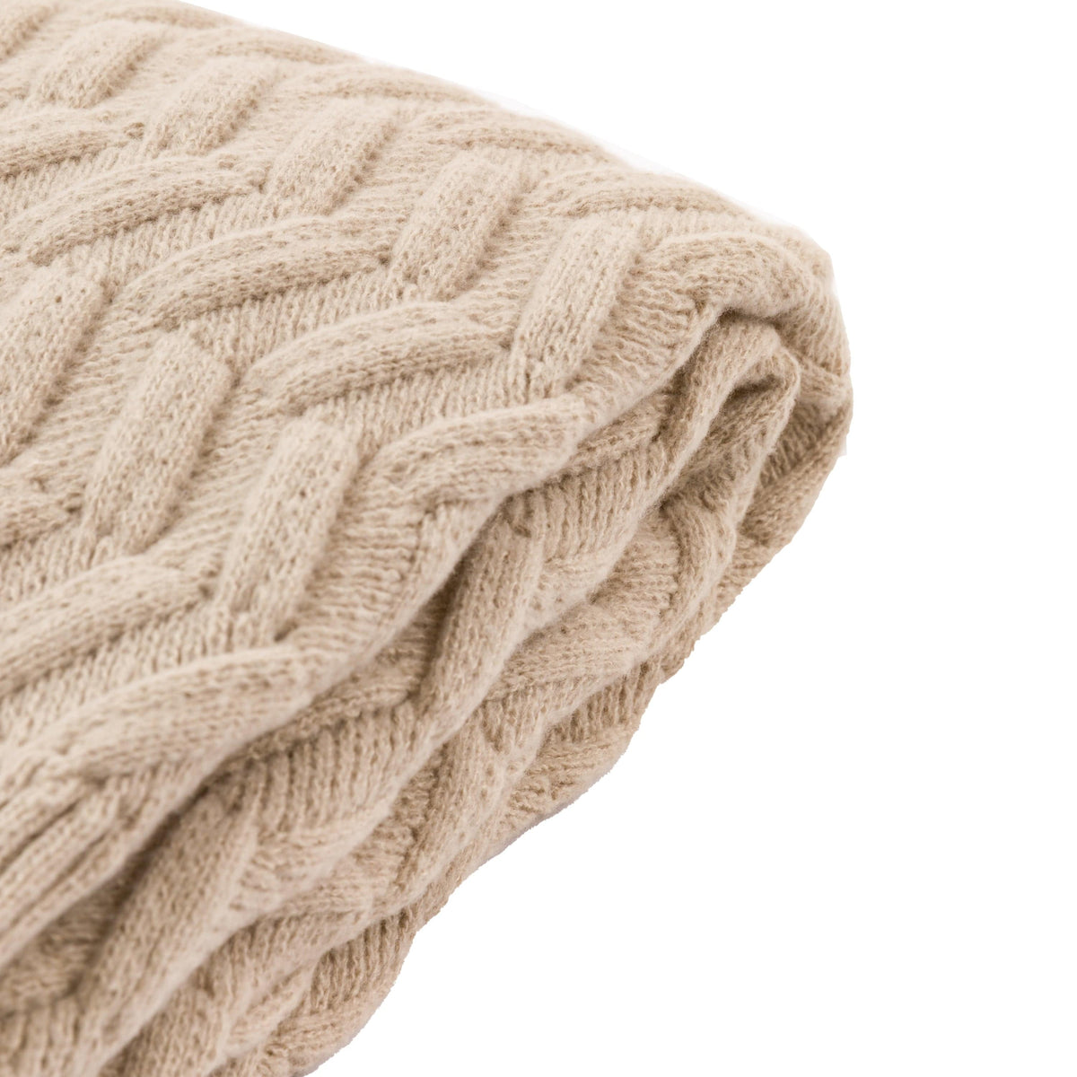 Bodhi Accessories Herringbone Woven Knit Throw Natural House of Isabella UK