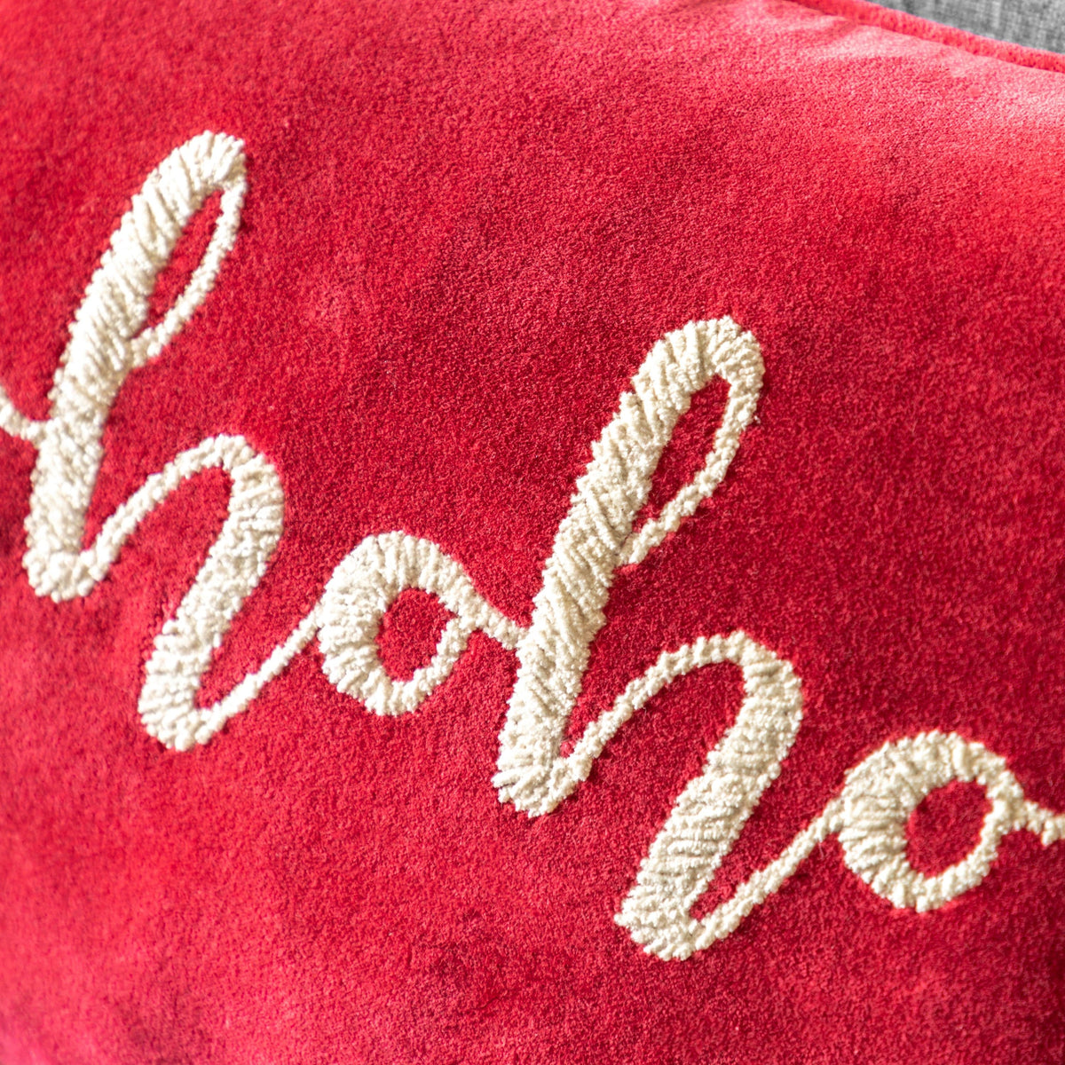 Bodhi Accessories HoHoHo Chenille Embroidered Cushion House of Isabella UK
