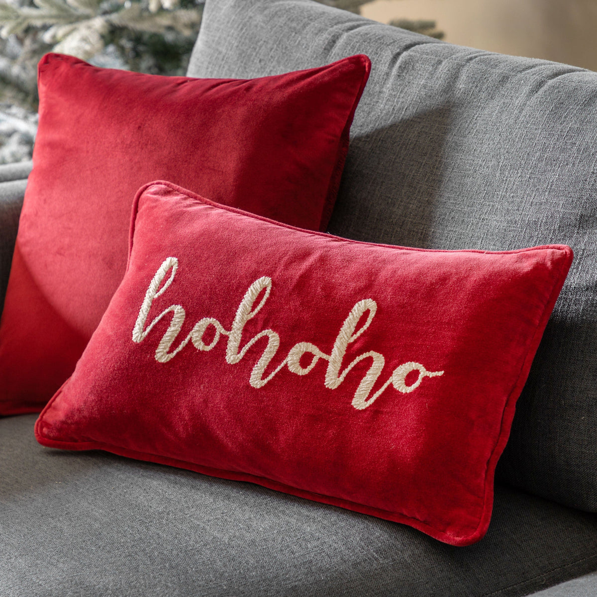 Bodhi Accessories HoHoHo Chenille Embroidered Cushion House of Isabella UK