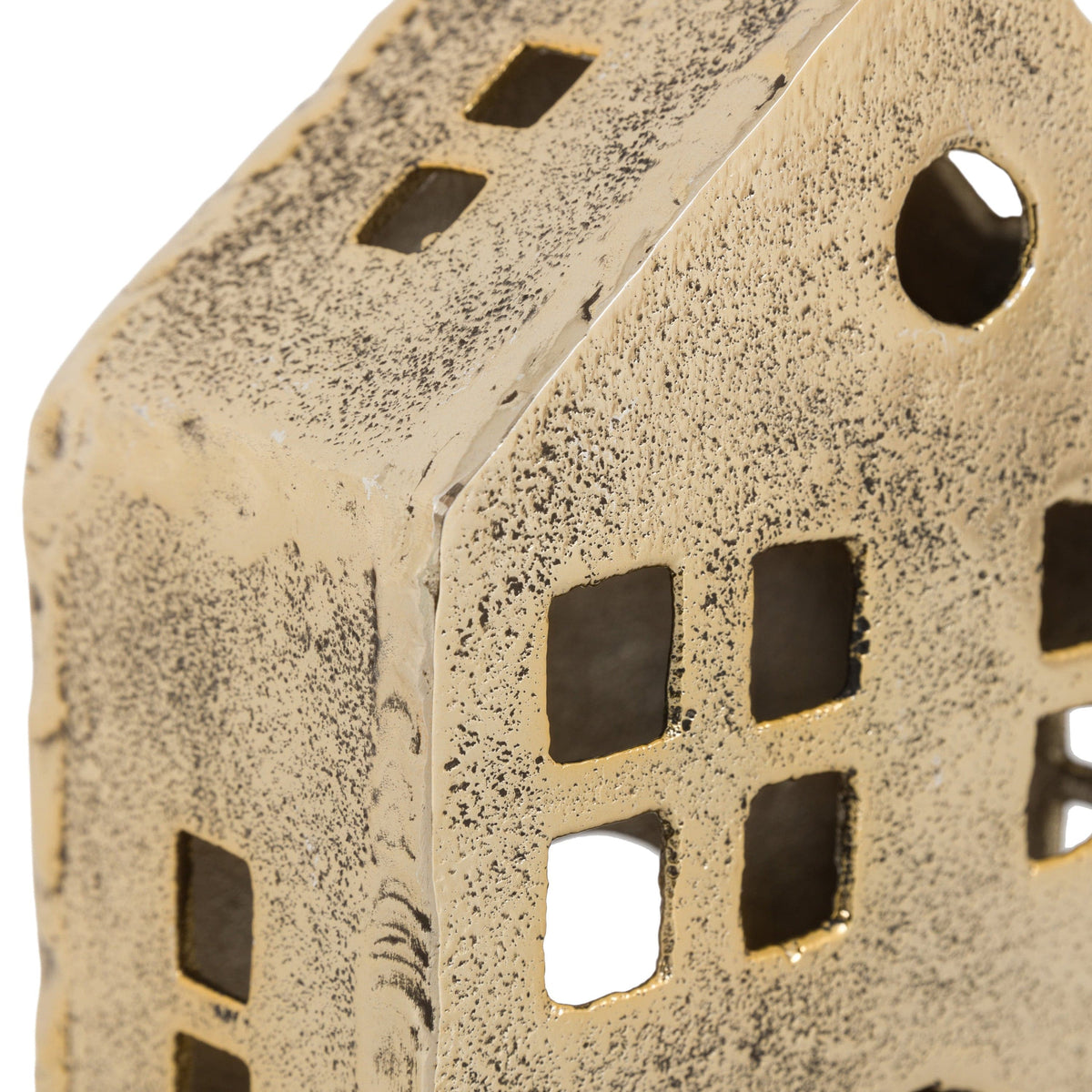 Bodhi Accessories House Tealight Holder Antique Gold Large House of Isabella UK