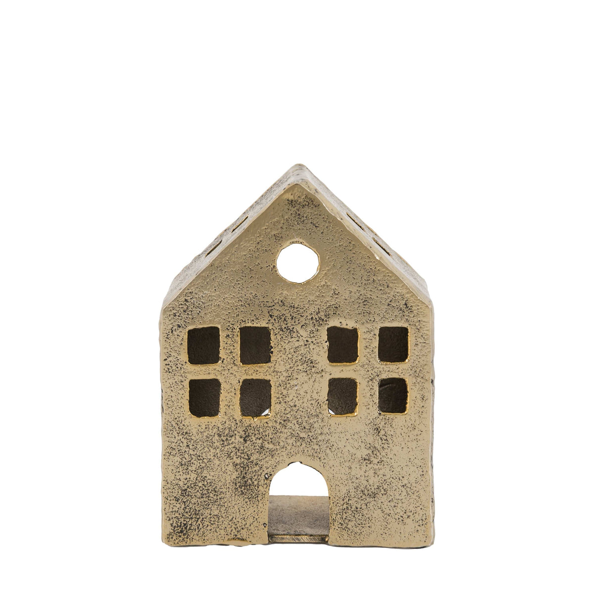 Bodhi Accessories House Tealight Holder Antique Gold Large House of Isabella UK