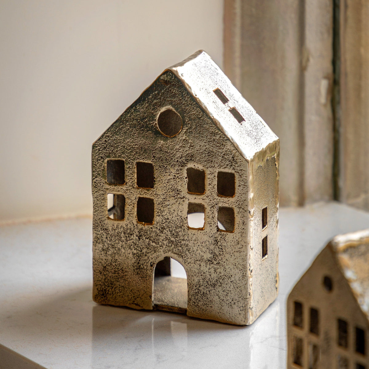 Bodhi Accessories House Tealight Holder Antique Gold Large House of Isabella UK